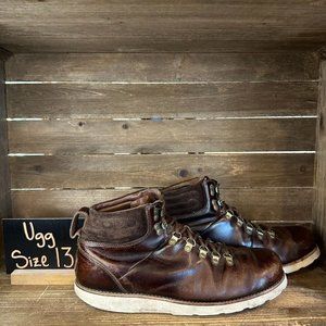 Mens UGG Capulin Brown Leather Boots Lace Up Lined Outdoor Comfort Size 13 M GUC